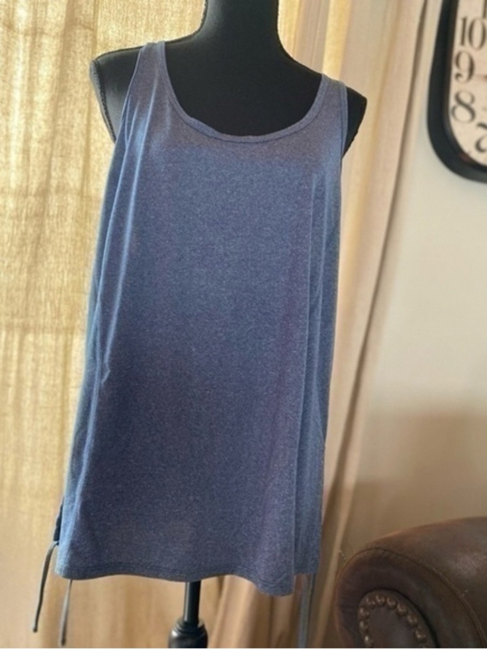 Casual Women's Scoop Neck Blue Tank Top